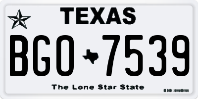 TX license plate BGO7539