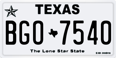 TX license plate BGO7540