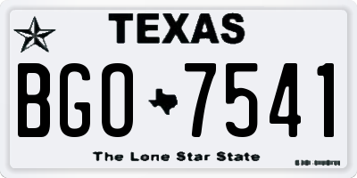 TX license plate BGO7541