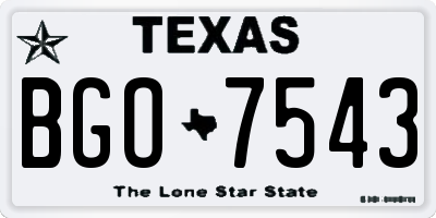 TX license plate BGO7543