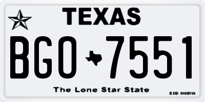 TX license plate BGO7551