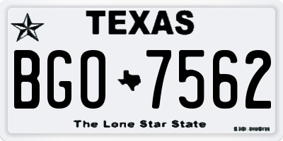 TX license plate BGO7562