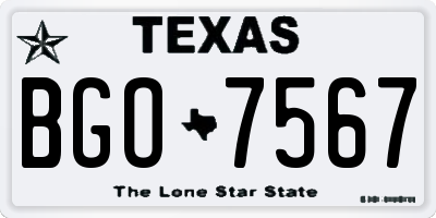 TX license plate BGO7567