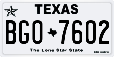 TX license plate BGO7602