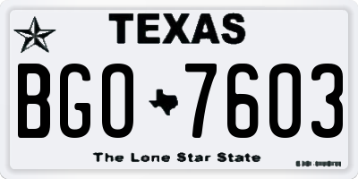 TX license plate BGO7603