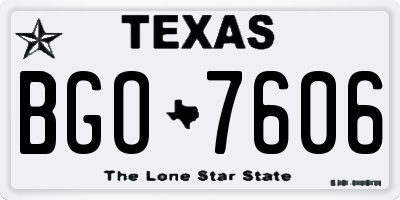 TX license plate BGO7606