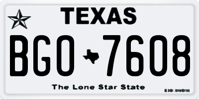 TX license plate BGO7608
