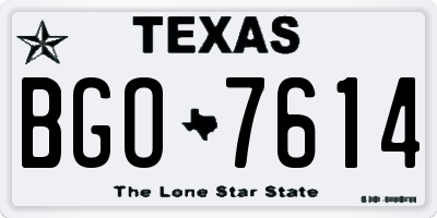 TX license plate BGO7614