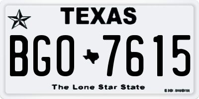 TX license plate BGO7615