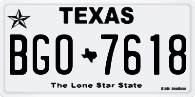 TX license plate BGO7618