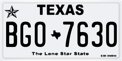 TX license plate BGO7630