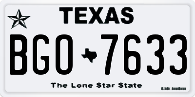 TX license plate BGO7633