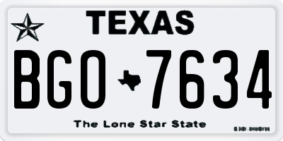 TX license plate BGO7634