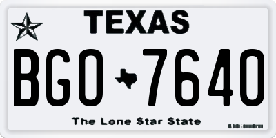 TX license plate BGO7640