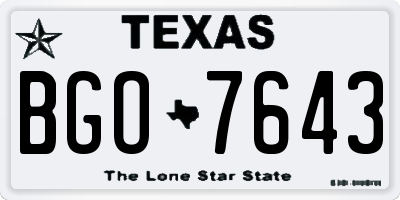 TX license plate BGO7643