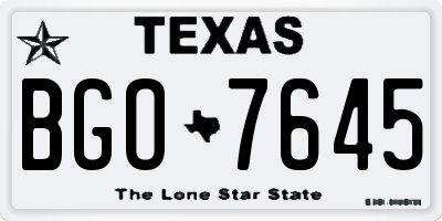 TX license plate BGO7645
