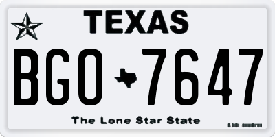TX license plate BGO7647