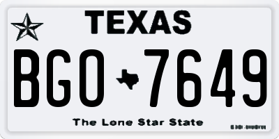 TX license plate BGO7649