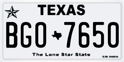 TX license plate BGO7650
