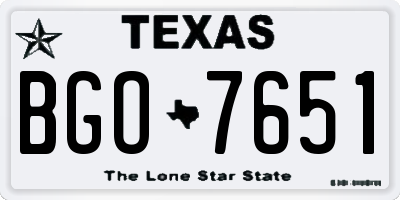 TX license plate BGO7651