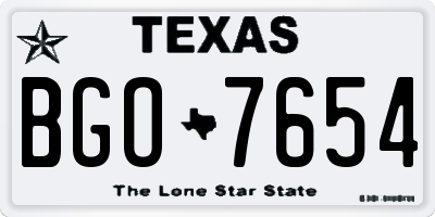 TX license plate BGO7654