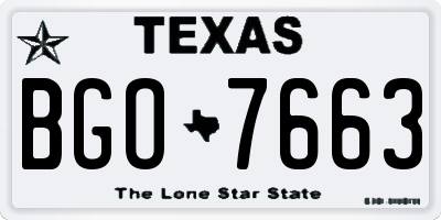 TX license plate BGO7663