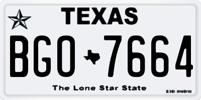 TX license plate BGO7664