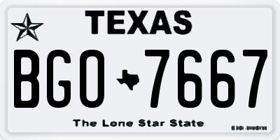 TX license plate BGO7667