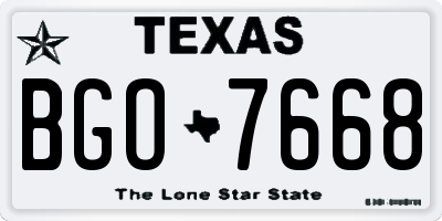 TX license plate BGO7668