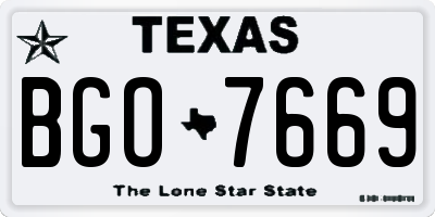 TX license plate BGO7669