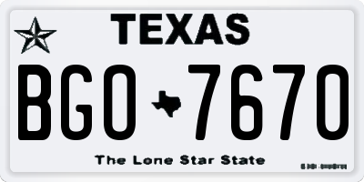 TX license plate BGO7670
