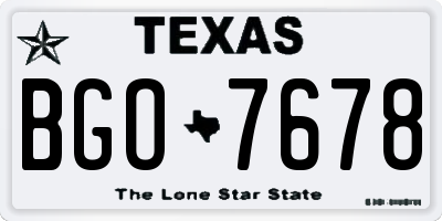 TX license plate BGO7678