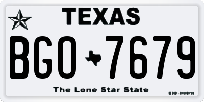 TX license plate BGO7679