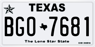 TX license plate BGO7681