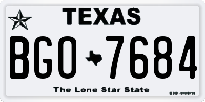 TX license plate BGO7684