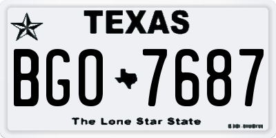 TX license plate BGO7687
