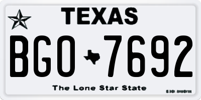 TX license plate BGO7692