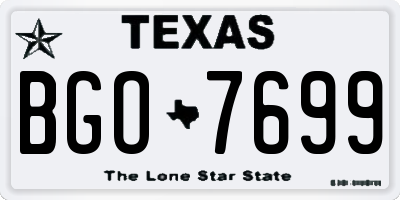 TX license plate BGO7699
