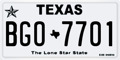 TX license plate BGO7701
