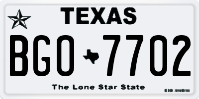 TX license plate BGO7702