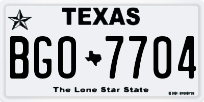 TX license plate BGO7704