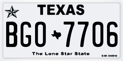 TX license plate BGO7706