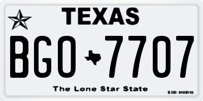 TX license plate BGO7707