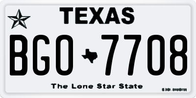 TX license plate BGO7708
