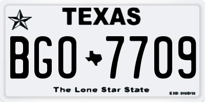 TX license plate BGO7709