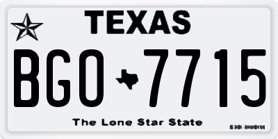 TX license plate BGO7715