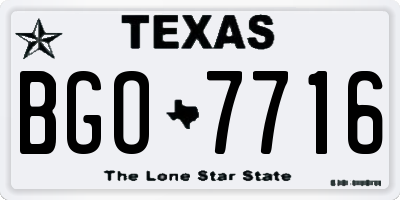 TX license plate BGO7716
