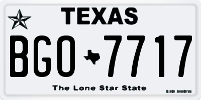 TX license plate BGO7717