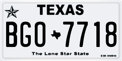 TX license plate BGO7718