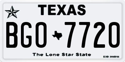 TX license plate BGO7720